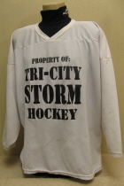 Tri-City Storm Practice Jersey #24 2000 This practice jersey was worn by Sioux City native Kyle Worner during the inaugural 2000 season. He was the Storm's very first draft pick. Kyle played High School Hockey in Sioux City before a season in the NAHL, then on the Storm where he played two more seasons and became a fan favorite!!!